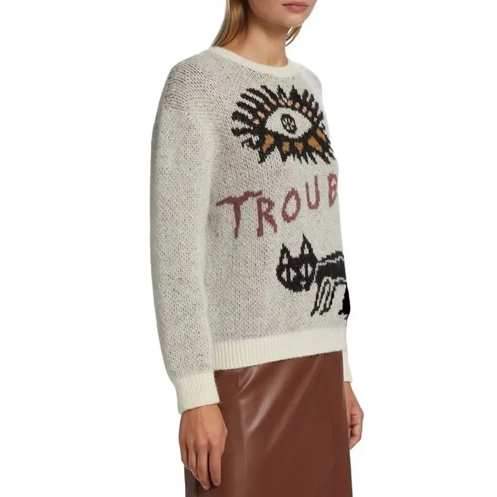 NWT - MOTHER The Jumper Printed Alpaca Crewneck Sweater - Picture 15 of 16
